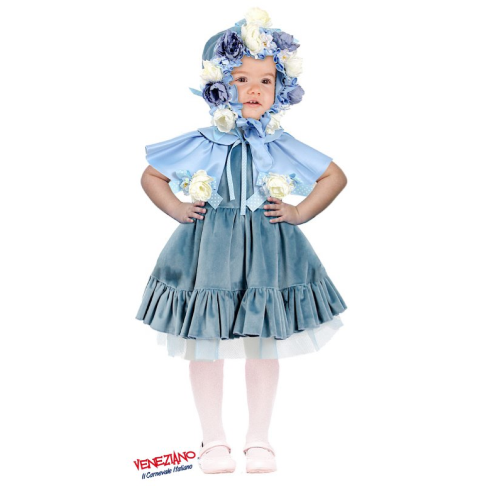 COSTUME VESTITO ABITO TRAVESTIMENTO CARNEVALE BAMBINA DAMINA DEI FIORI