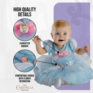 COSTUME CENERENTOLA PRINCIPESSE DISNEY BABY TRAVESTIMENTO CARNEVALE VESTITO FESTA IN MASCHERA - 129569