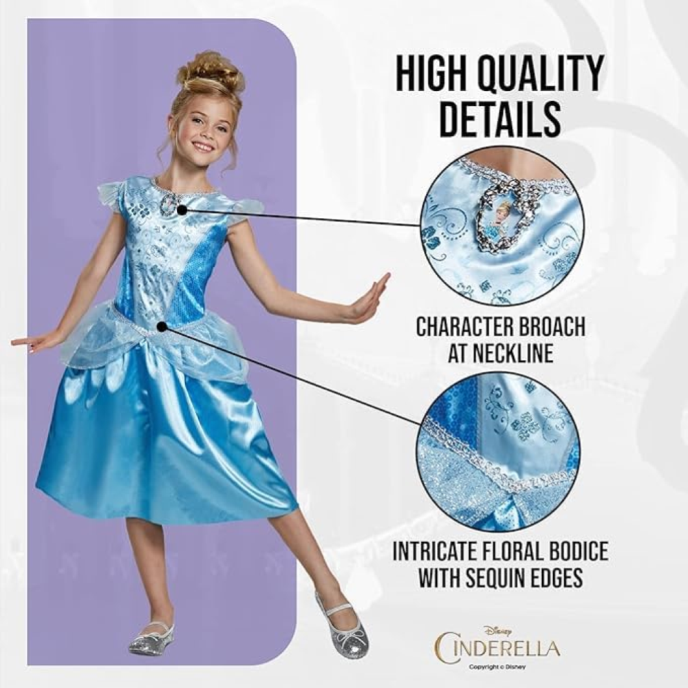 COSTUME CENERENTOLA PRINCIPESSE DISNEY VESTITO TRAVESTIMENTO FESTA CARNEVALE IN MASCHERA - 140499
