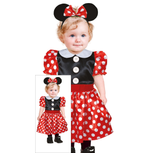 COSTUME TOPOLINA ABITO E CERCHIETTO CON ORECCHIE TRAVESTIMENTO MINNIE CARNEVALE - 8205