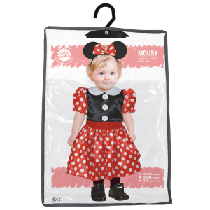 COSTUME TOPOLINA ABITO E CERCHIETTO CON ORECCHIE TRAVESTIMENTO MINNIE CARNEVALE - 8205