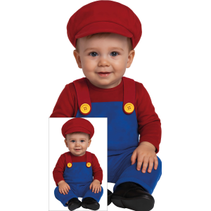 COSTUME DA MACCHINISTA TRENO IDRAULICO TUTA BERRETTO TRAVESTIMENTO CARNEVALE COSPLAY SUPER MARIO- 8200