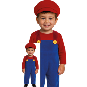 COSTUME DA MACCHINISTA TRENO IDRAULICO TUTA BERRETTO TRAVESTIMENTO CARNEVALE COSPLAY SUPER MARIO- 8200