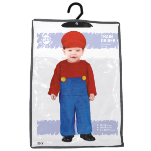 COSTUME DA MACCHINISTA TRENO IDRAULICO TUTA BERRETTO TRAVESTIMENTO CARNEVALE COSPLAY SUPER MARIO- 8200