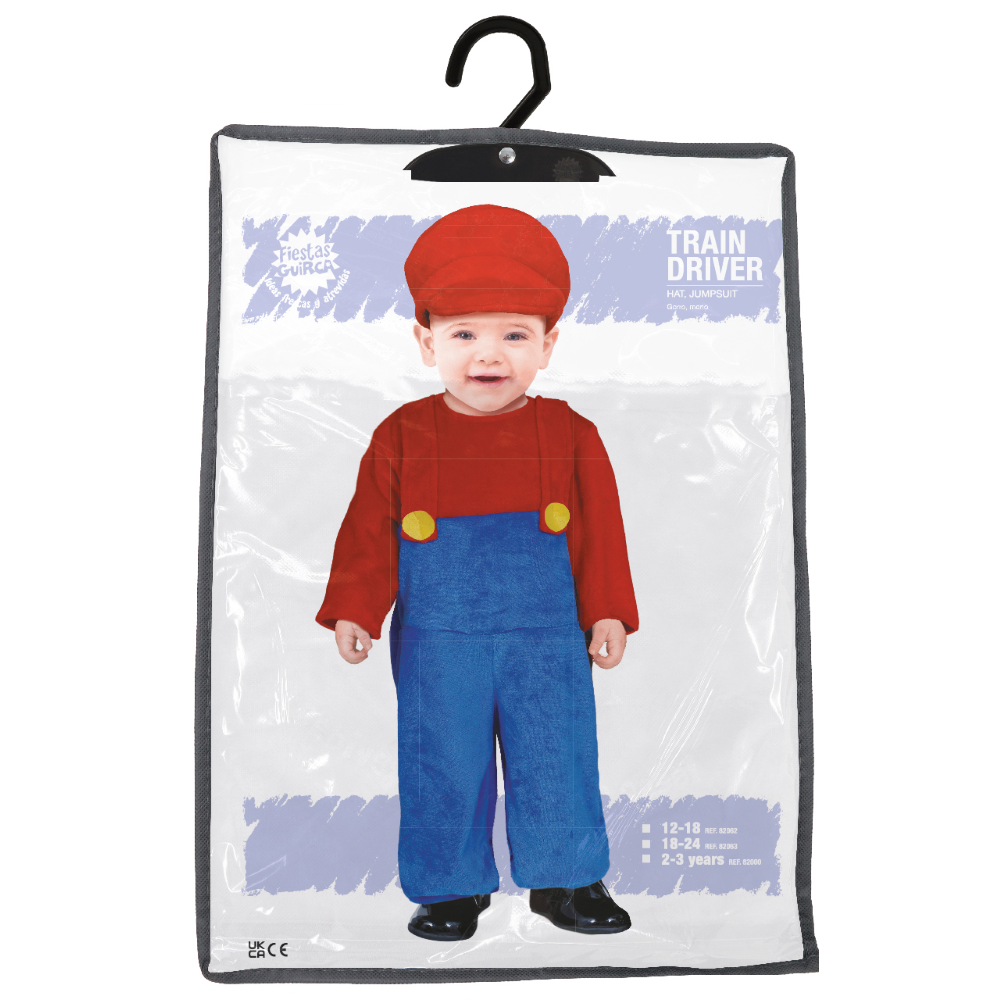 COSTUME DA MACCHINISTA TRENO IDRAULICO TUTA BERRETTO TRAVESTIMENTO CARNEVALE COSPLAY SUPER MARIO- 8200