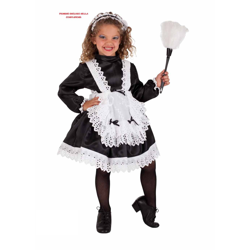 VESTITO CARNEVALE CAMERIERA COSTUME TRAVESTIMENTO BAMBINA - 5078