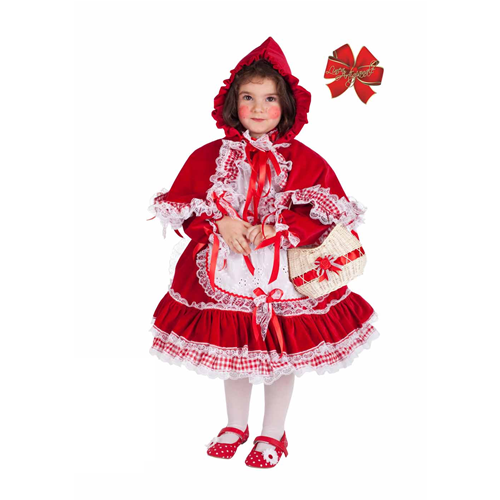 VESTITO CARNEVALE CAPPUCCETTO ROSSO LUSSO COSTUME TRAVESTIMENTO BAMBINA - 50385