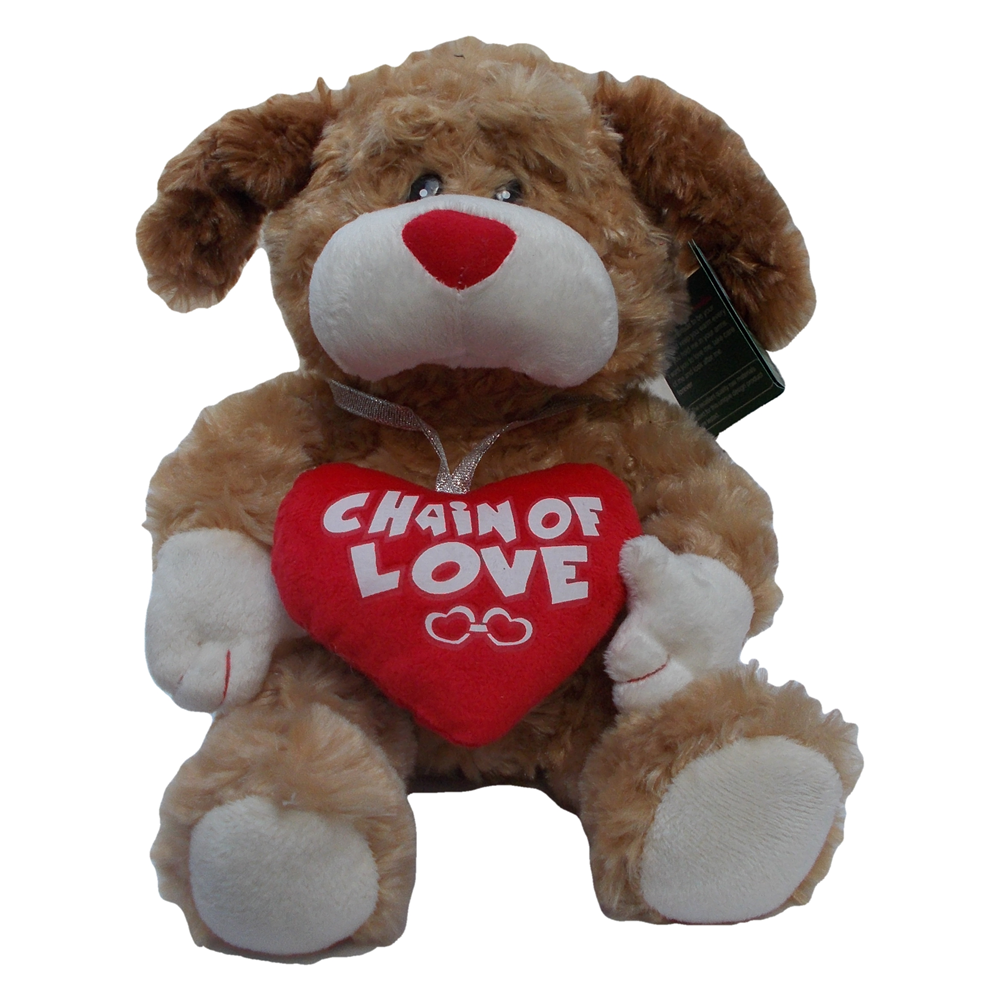 PELUCHE CANE CON CUORE PUPAZZO CM 30 - 2873P