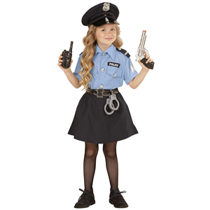 VESTITO CARNEVALE + ACCESSORI POLIZIOTTA COSTUME PISTOLA MANETTE 5/7 ANNI TRAVESTIMENTO - 0400+2413D+2775P