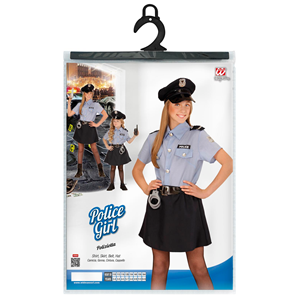 VESTITO CARNEVALE + ACCESSORI POLIZIOTTA COSTUME PISTOLA MANETTE 5/7 ANNI TRAVESTIMENTO - 0400+2413D+2775P