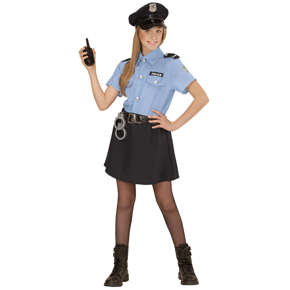 VESTITO CARNEVALE + ACCESSORI POLIZIOTTA COSTUME PISTOLA MANETTE 5/7 ANNI TRAVESTIMENTO - 0400+2413D+2775P