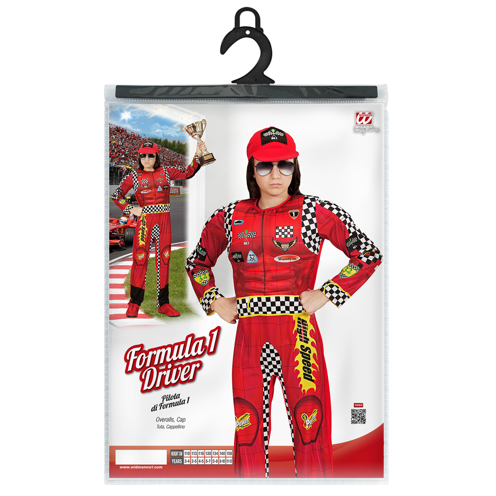 COSTUME VESTITO ABITO TRAVESTIMENTO CARNEVALE BAMBINO PILOTA DI FORMULA 1