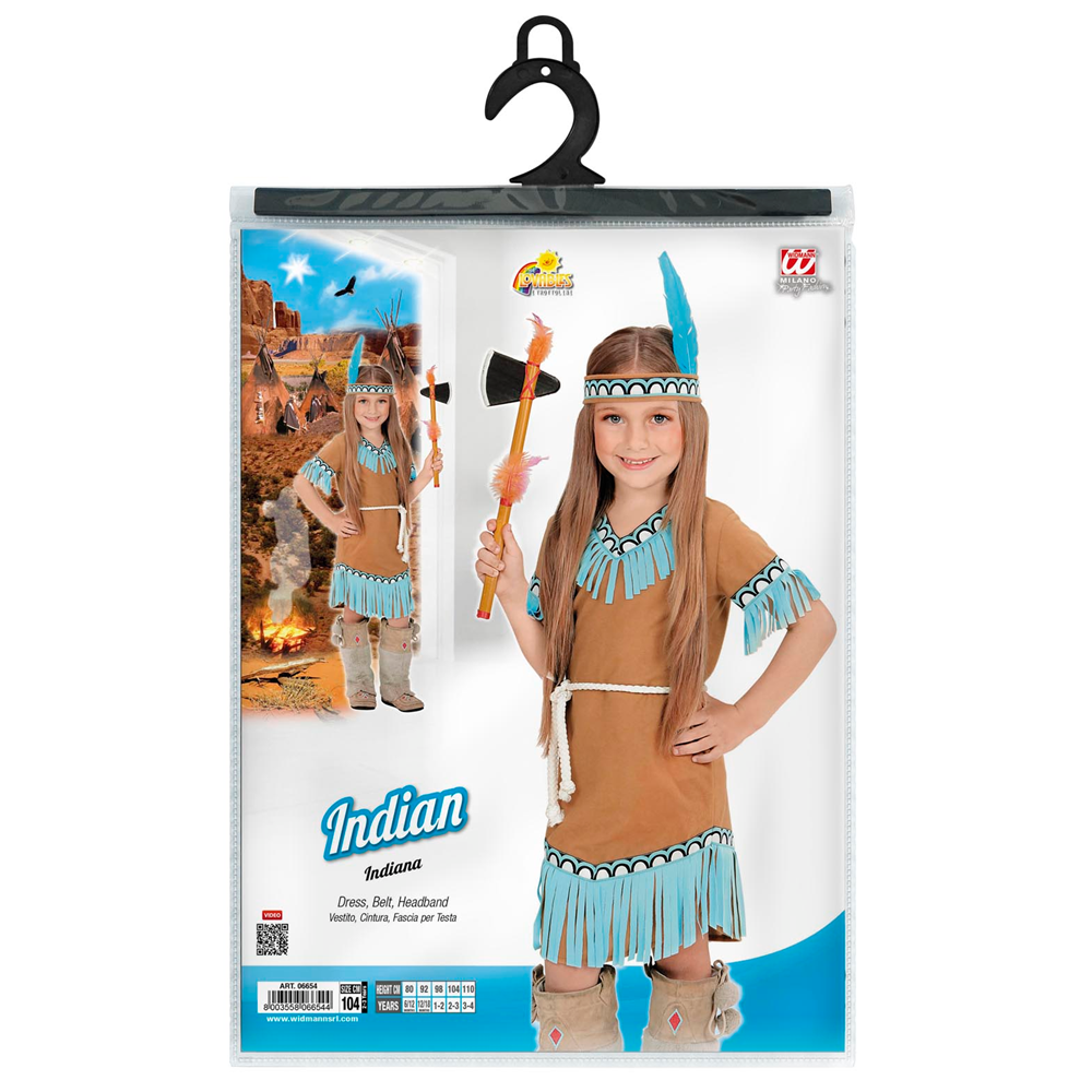 VESTITO CARNEVALE + ACCESSORI INDIANA COSTUME SET ARCIERE TRAVESTIMENTO 4/5 ANNI - 0665+27935