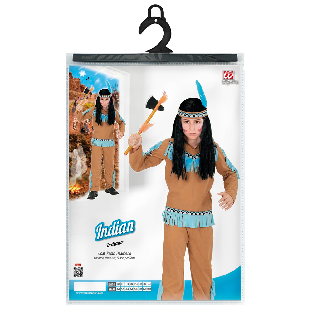 VESTITO CARNEVALE + ACCESSORI INDIANO COSTUME SET ARCIERE TRAVESTIMENTO 8/10 ANNI- 0667+27935