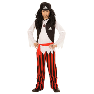 VESTITO CARNEVALE + ACCESSORI PIRATA COSTUME SCIABOLA 8/10 ANNI TRAVESTIMENTO - 0723+7007B
