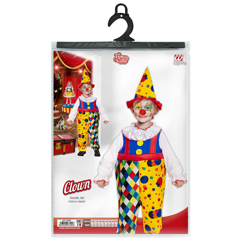 COSTUME VESTITO ABITO TRAVESTIMENTO CARNEVALE BAMBINO CLOWN
