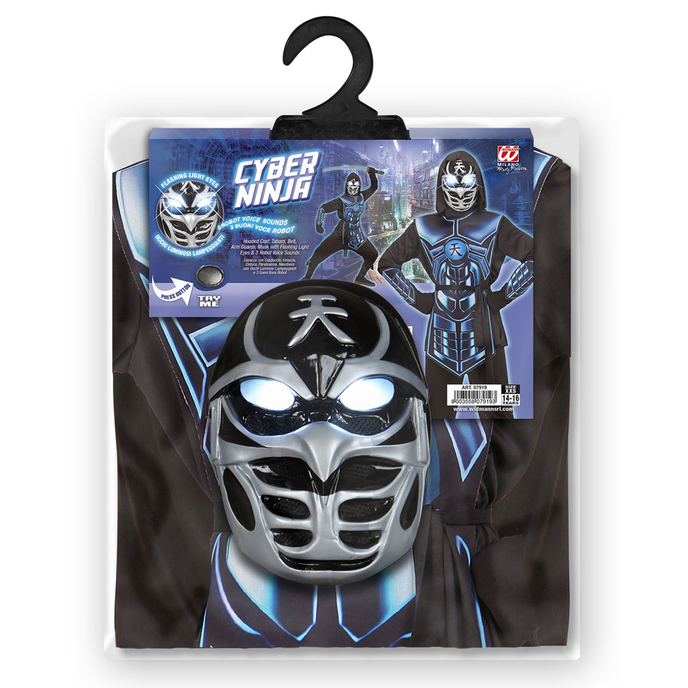 COSTUME VESTITO ABITO TRAVESTIMENTO CARNEVALE BAMBINO CYBER NINJA
