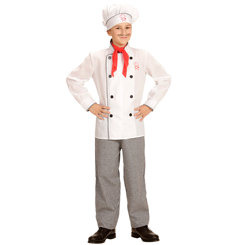 VESTITO CARNEVALE + ACCESSORI CUOCO DIVISA CAPPELLO MESTOLI IN LEGNO 2/3 ANNI TRAVESTIMENTO - 0861+30830