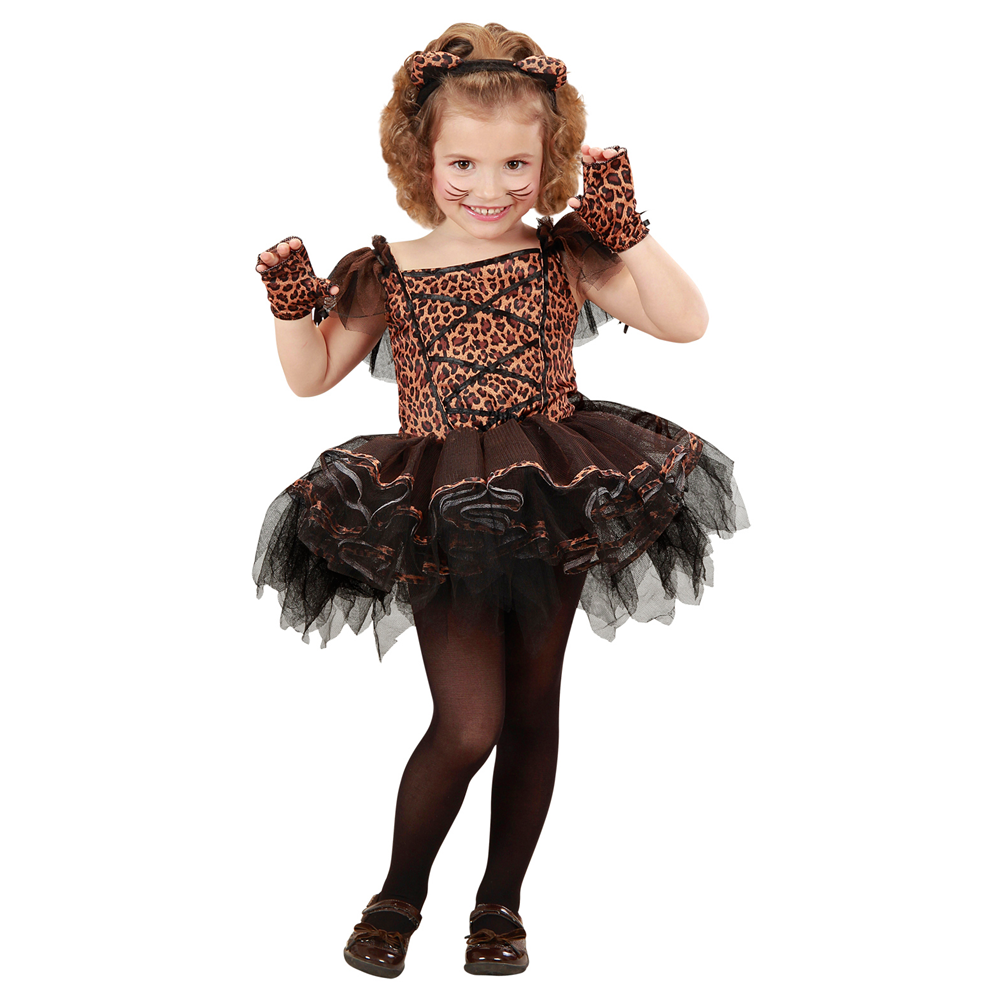 COSTUME VESTITO ABITO TRAVESTIMENTO CARNEVALE BAMBINA LEOPARDO BALLERINA