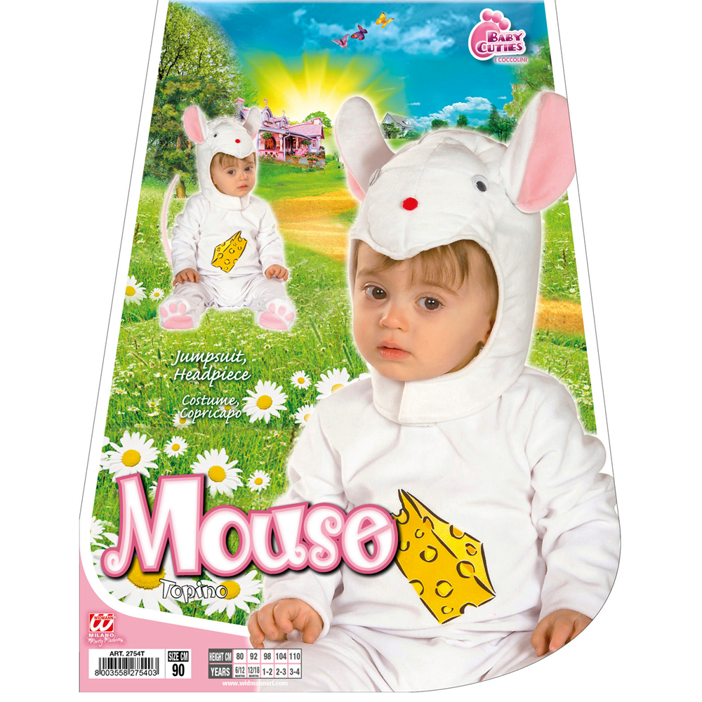 COSTUME VESTITO ABITO TRAVESTIMENTO CARNEVALE BAMBINO TOPINO 12/18 MESI CM. 92
