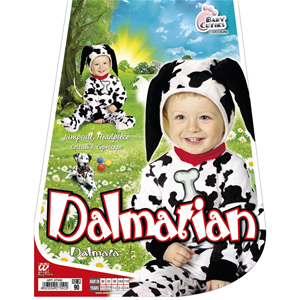 COSTUME VESTITO ABITO TRAVESTIMENTO CARNEVALE BAMBINO DALMATA CANE 12/18 MESI CM. 92