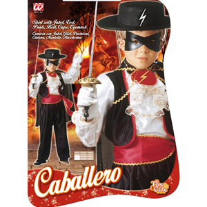 VESTITO CARNEVALE + ACCESSORI ZORRO EROE BANDITO MASCHERATO COSTUME CAPPELLO FIORETTO 3/4 ANNI TRAVESTIMENTO - 3682+3411Z+6765Z