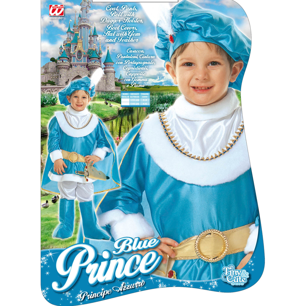 VESTITO CARNEVALE + ACCESSORI PRINCIPE AZZURRO COSTUME PUGNALE CON GEMME E FODERO 4/5 ANNI TRAVESTIMENTO - 3691+7003P