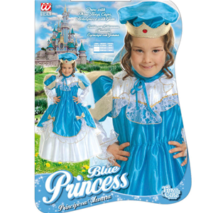 COSTUME VESTITO ABITO TRAVESTIMENTO CARNEVALE BAMBINA PRINCIPESSA AZZURRA