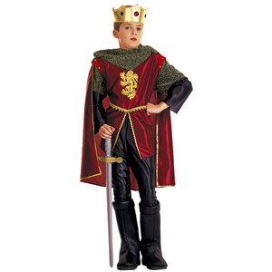 VESTITO CARNEVALE + ACCESSORI CAVALIERE REALE COSTUME CORONA SPADA CON FODERO 8/10 ANNI TRAVESTIMENTO - 3710+7001C