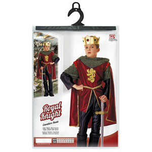 VESTITO CARNEVALE + ACCESSORI CAVALIERE REALE COSTUME CORONA SPADA CON FODERO 8/10 ANNI TRAVESTIMENTO - 3710+7001C