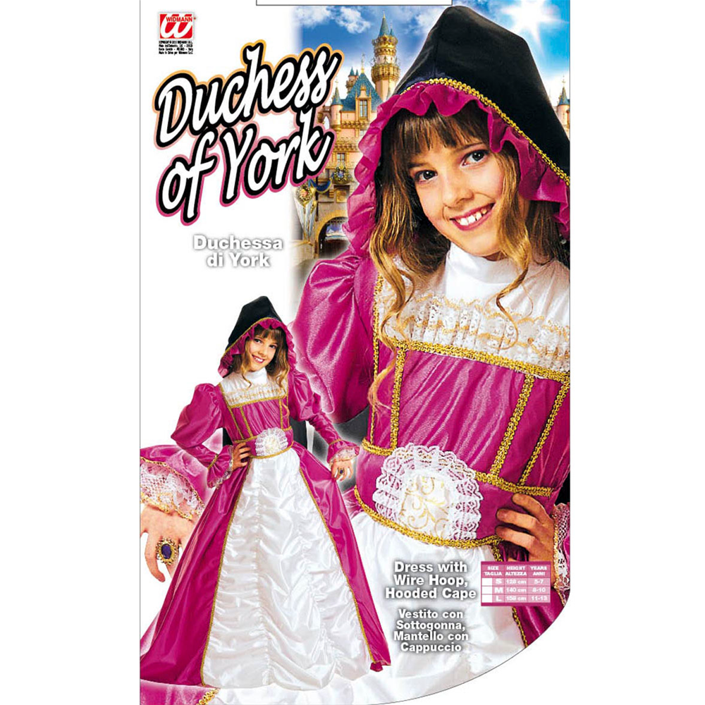 COSTUME VESTITO ABITO TRAVESTIMENTO CARNEVALE BAMBINA DUCHESSA DI YORK