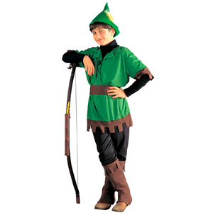 VESTITO CARNEVALE + ACCESSORI ROBIN HOOD CASACCA PANTALONI CAPPELLO ARCO 8/10 ANNI TRAVESTIMENTO - 3836+23935