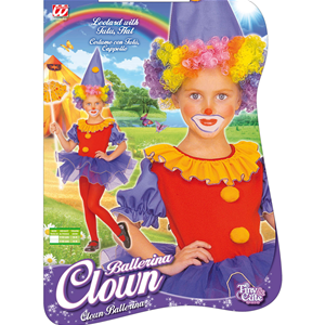 VESTITO CARNEVALE + ACCESSORI CLOWN BALLERINA COSTUME PARRUCCA SET TRUCCO CON NASO 4/5 ANNI TRAVESTIMENTO - 4377+74590+4044N