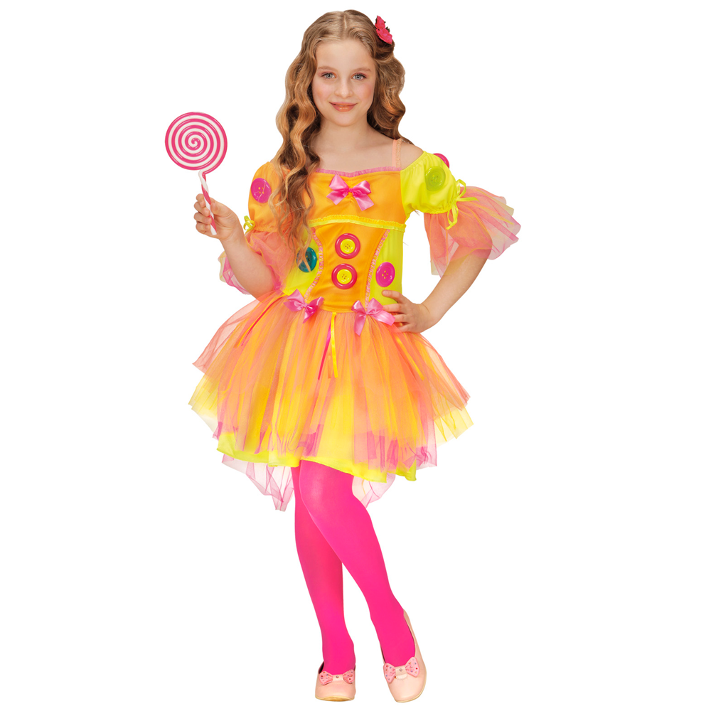 COSTUME VESTITO ABITO TRAVESTIMENTO CARNEVALE BAMBINA NEON FANTASY GIRL