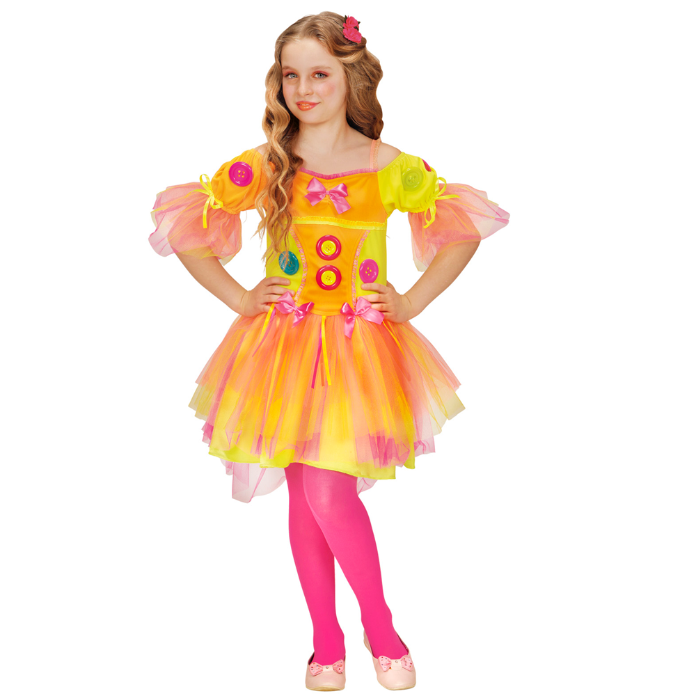 COSTUME VESTITO ABITO TRAVESTIMENTO CARNEVALE BAMBINA NEON FANTASY GIRL