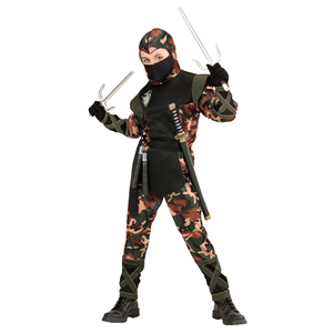 VESTITO CARNEVALE + ACCESSORI SOLDATO NINJA COSTUME NUNCHAKU SPADA SAI SPADA GIAPPONESE NINJA CON FODERO 8/10 ANNI TRAVESTIMENTO - 7652+6766N+8711S+2728Q 