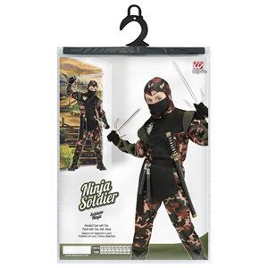 VESTITO CARNEVALE + ACCESSORI SOLDATO NINJA COSTUME NUNCHAKU SPADA SAI SPADA GIAPPONESE NINJA CON FODERO 8/10 ANNI TRAVESTIMENTO - 7652+6766N+8711S+2728Q 