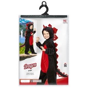 COSTUME VESTITO ABITO TRAVESTIMENTO CARNEVALE BAMBINO DRAGO NERO IN PELUCHE