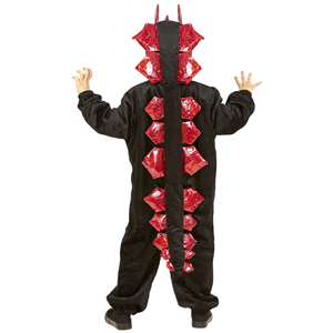 COSTUME VESTITO ABITO TRAVESTIMENTO CARNEVALE BAMBINO DRAGO NERO IN PELUCHE