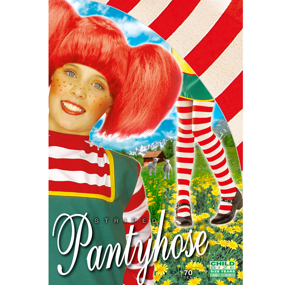 VESTITO CARNEVALE + ACCESSORI NAUGHTY GIRL PIPPI COSTUME PARRUCCA CALZE 4/5 ANNI TRAVESTIMENTO - 3607+01234+6288M