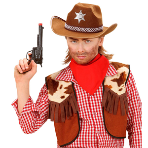 VESTITO CARNEVALE + ACCESSORI COWGIRL COSTUME CAPPELLO PISTOLA TRAVESTIMENTO (11/13 ANNI)