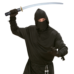 VESTITO CARNEVALE + ACCESSORI POWER NINJA COSTUME SPADA GIAPPONESE CON FODERO 8/10 ANNI TRAVESTIMENTO - 3875+2728Q