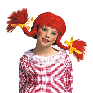 VESTITO CARNEVALE + ACCESSORI NAUGHTY GIRL PIPPI COSTUME PARRUCCA CALZE 4/5 ANNI TRAVESTIMENTO - 3607+01234+6288M