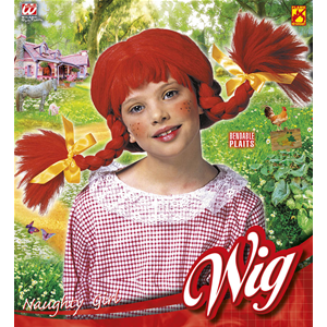 VESTITO CARNEVALE + ACCESSORI NAUGHTY GIRL PIPPI COSTUME PARRUCCA CALZE 4/5 ANNI TRAVESTIMENTO - 3607+01234+6288M