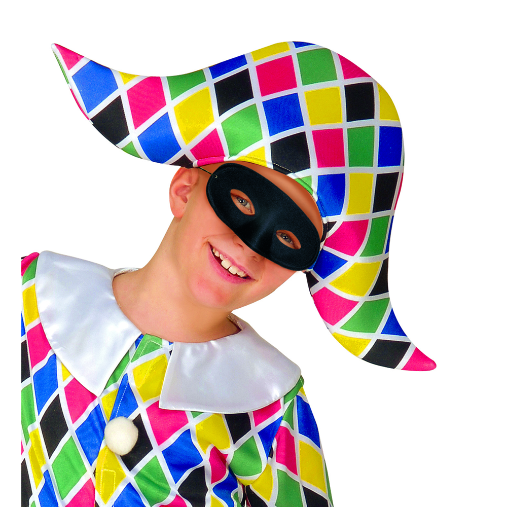 VESTITO CARNEVALE + ACCESSORI ARLECCHINO COSTUME MASCHERA TRAVESTIMENTO (5/7 ANNI)