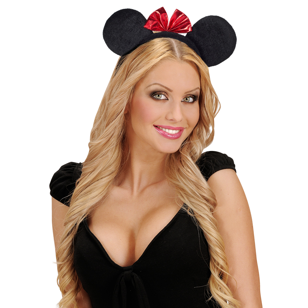 ORECCHIE TOPINA CON CERCHIETTO ACCESSORI PER ABITO VESTITO TRAVESTIMENTO CARNEVALE BAMBINA