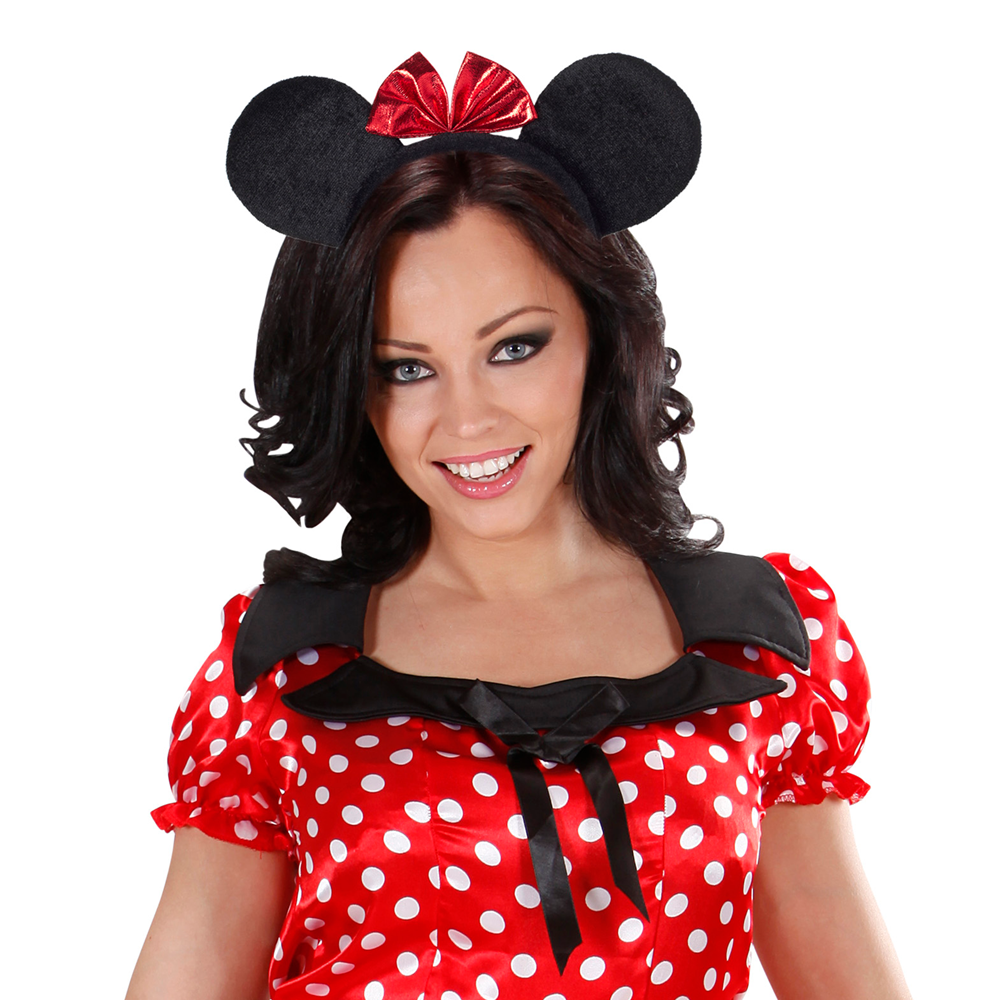ORECCHIE TOPINA CON CERCHIETTO ACCESSORI PER ABITO VESTITO TRAVESTIMENTO CARNEVALE BAMBINA