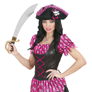 VESTITO CARNEVALE + ACCESSORI PIRATESSA ADULTO VESTITO SCIABOLA CALZE TG. XS TRAVESTIMENTO - 0562 Adulto+7007B+4750R