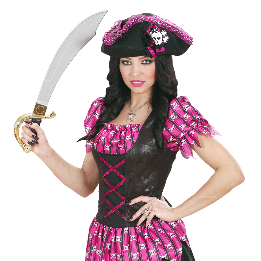 VESTITO CARNEVALE + ACCESSORI PIRATESSA ADULTO VESTITO SCIABOLA CALZE TG. XS TRAVESTIMENTO - 0562 Adulto+7007B+4750R