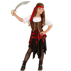 VESTITO CARNEVALE + ACCESSORI PIRATESSA VESTITO SCIABOLA CALZE 5/7 ANNI TRAVESTIMENTO - 0559+7007B+4750R